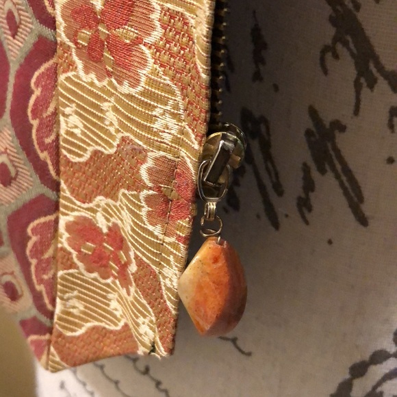 Tapp NY Vintage lined mixed brocade fabric zipper with bead pull sleeveless vest - Picture 6 of 16